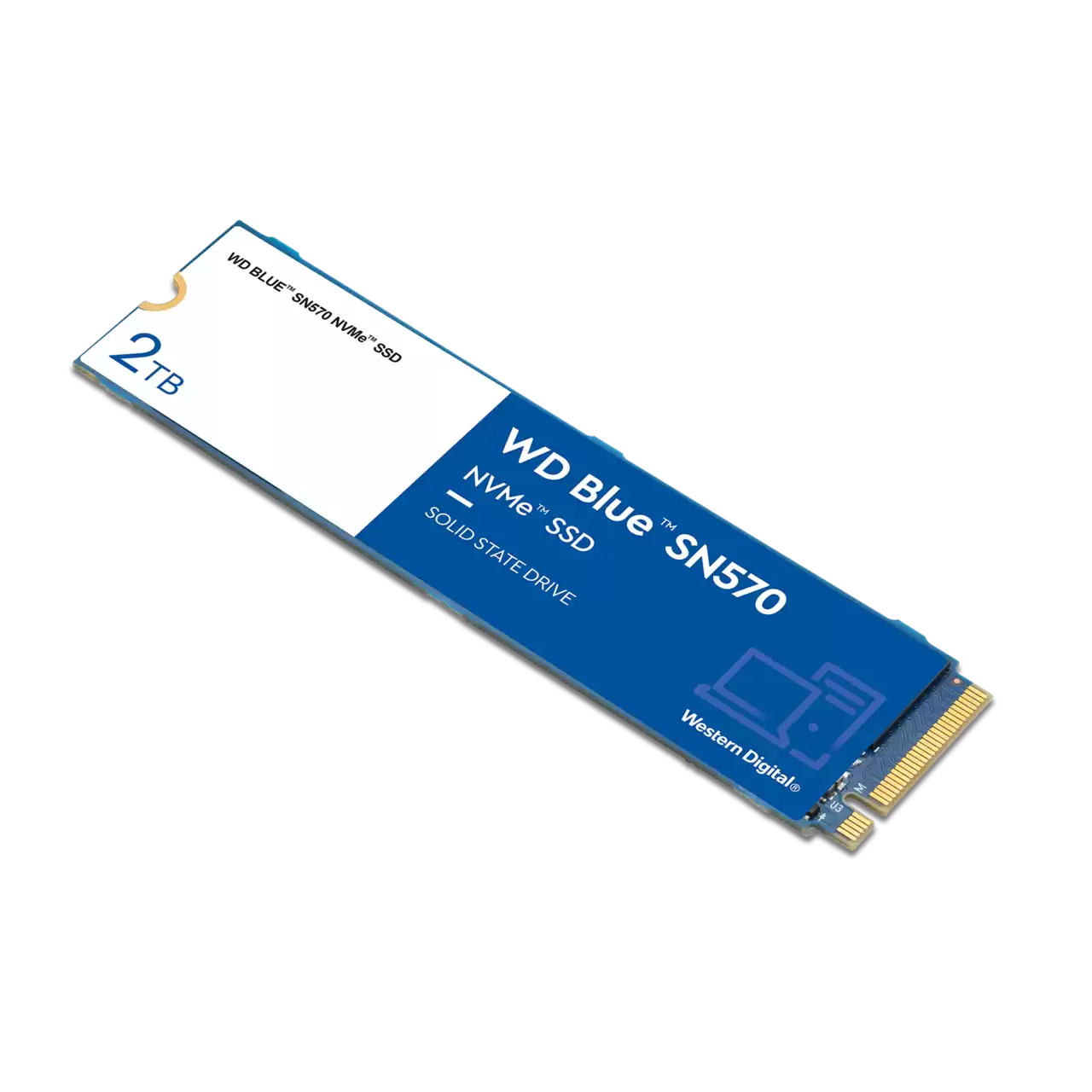 Product: WD Blue SN570 NVMe SSD, 2TB Angled- Zoom Image