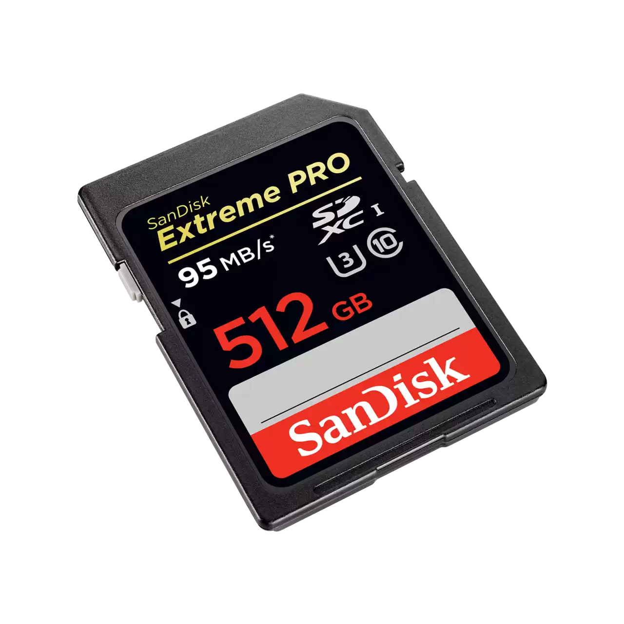 Extreme PRO UHS-I SD 512GB 95mbs left angled image- Zoom Image