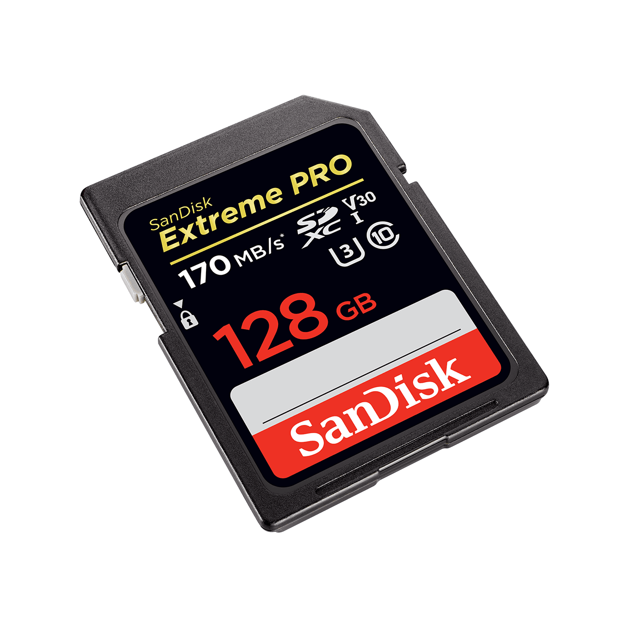 Extreme PRO UHS-I SD 128GB left angled image