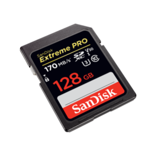 Extreme PRO UHS-I SD 128GB left angled image