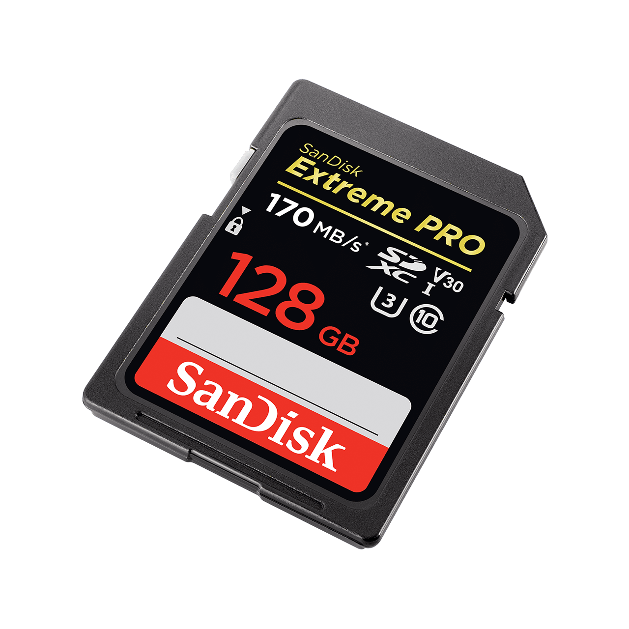 Extreme PRO UHS-I SD 128GB right angled image