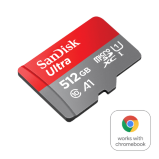 Ultra UHS I Chromebook microSD 512gb Angled