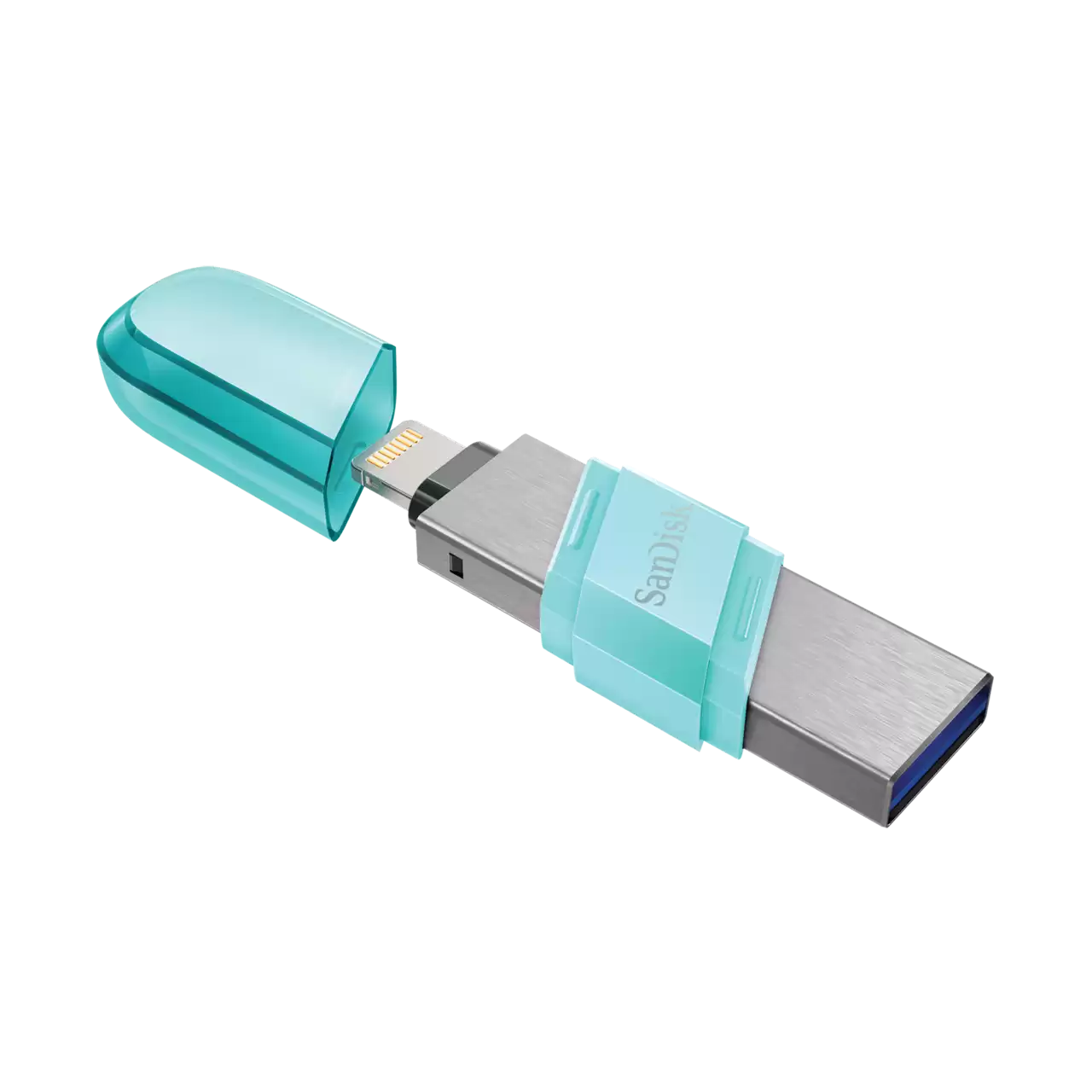 iXpand Flip USB 3.1 Type A Flip Mint - Right Cap Off- Zoom Image