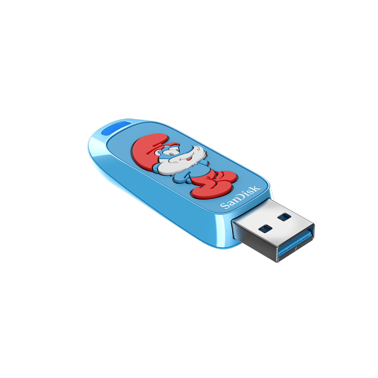 SanDisk Smurfs USB Flash Drive 128GB Angle