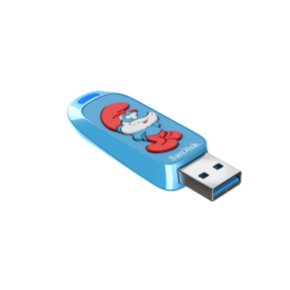SanDisk Smurfs USB Flash Drive 128GB Angle