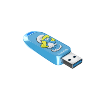 SanDisk Smurfs USB Flash Drive 256GB Angle