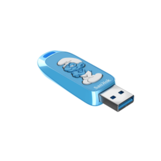 SanDisk Smurfs USB Flash Drive 64GB Angle
