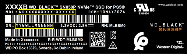 LabelSN850P-serial-model-no