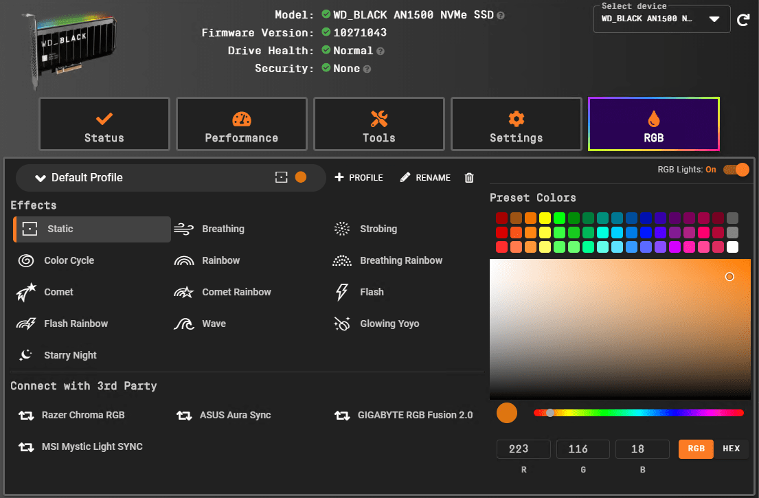 WD_BLACK Dashboard View